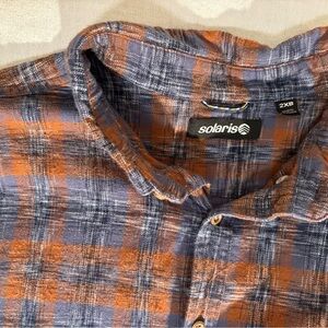 Alarico Men's Casual Checkered Shirt - Blue and Orange